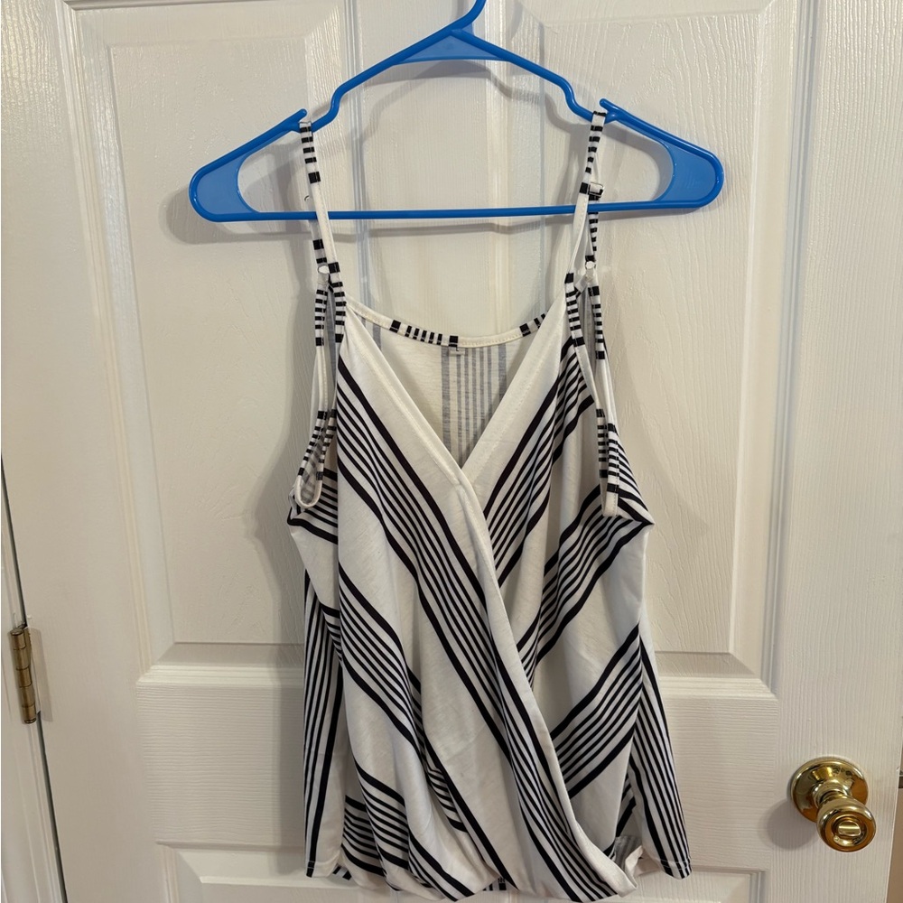 Amazon Black and White Asymmetrical Wrap Camisole